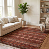Raktambar – Hand Knotted Wool Rug in Maroon/Orange Rust