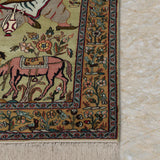 Gulistan Darbar – Hand Knotted Silk Rug in Sage Green/Peach
