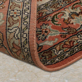Niloferan – Hand Knotted Silk Rug in Ivory/Peach