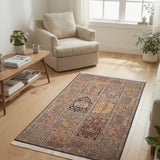 Bagh-e-Simar – Hand Knotted Silk Rug in Ivory/Navy Blue