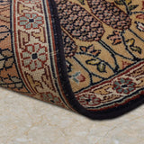 Bagh-e-Simar – Hand Knotted Silk Rug in Ivory/Navy Blue