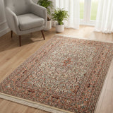 Gulafshan – Hand Knotted Silk Rug in Peach/Beige