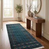 Kohistan – Hand Knotted Wool Rug in Turquoise Blue/Black