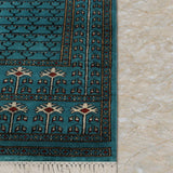 Kohistan – Hand Knotted Wool Rug in Turquoise Blue/Black