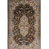 Nivand – Hand Knotted Silk Rug in Navy Blue/Ivory