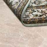 Saharva – Hand Knotted Silk Rug in Soft Sage Green/Mushroom Brown