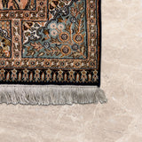 Khazina – Hand Knotted Silk Rug in Mushroom Brown/Navy Blue