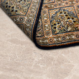 Khazina – Hand Knotted Silk Rug in Mushroom Brown/Navy Blue