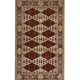 Sarmast – Hand Knotted Wool Rug in Beige/Burgundy