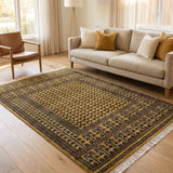 Mehraksh – Hand Knotted Wool Rug in Mustard yellow/Black