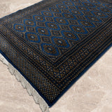 Neelvas – Hand Knotted Wool Rug in Royal Blue/Camel