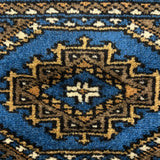 Neelvas – Hand Knotted Wool Rug in Royal Blue/Camel
