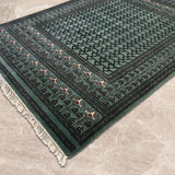 Mauj Sabz – Hand Knotted Wool Rug in Sea Foam Green/Black
