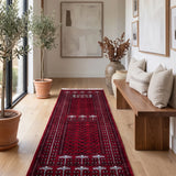 Surkhvan – Hand Knotted Wool Rug in Ruby Red/Black