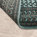 Aabreen – Hand Knotted Wool Rug in Sea Foam Green/Black