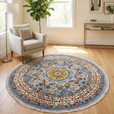 Neelzar – Hand Knotted Wool Rug in Blue/Brown