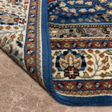 Naureen - Hand Knotted Wool Rug in Cobalt Blue/Rust Red