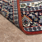 Suhaila - Hand Knotted Wool Rug in Crimson Red/Midnight Blue
