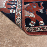 Gajendra - Hand Knotted Wool Rug in Rust/Midnight Blue