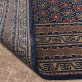 Kalyan - Hand Knotted Wool Rug in Navy Blue/Brown
