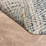 Neer Kavya – Hand Woven Wool Rug in Sky Blue/Cream