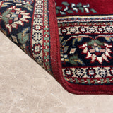 Mahroun – Hand Knotted Wool Rug in Red/Navy Blue
