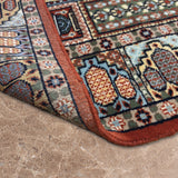 Shatranj - Hand Knotted Wool Rug in Rust Red/Pale Blue