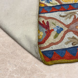 Parandaz – Chain Stitch Embroidery Cotton Rug in Cream/Red