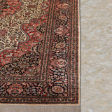 Siminara – Hand Knotted Silk Rug in Peach/Ivory