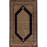 Mehrab-e-Shab – Hand Knotted Silk Rug in Navy Blue/Ivory