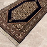 Mehrab-e-Shab – Hand Knotted Silk Rug in Navy Blue/Ivory