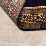 Mehrab-e-Shab – Hand Knotted Silk Rug in Navy Blue/Ivory