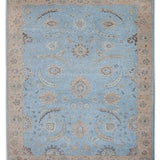 Firouza Bagh – Hand Knotted Wool Rug in Sky Blue/Tan Brown