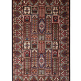 Charbagh Shab – Hand Knotted Wool Rug in Navy Blue/Maroon