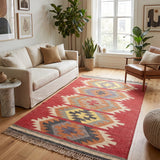 Desert Totem – Hand Woven Jute Rug in Red/Beige