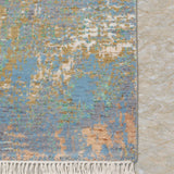 Blue Alloy – Hand Knotted Wool Rug in Blue/Mustard Yellow