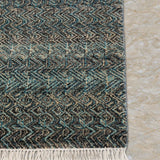 Teal Cipher – Hand Knotted Wool Rug in Turquoise Blue/Cream