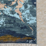 Coastal Strata – Hand Knotted Wool Rug in Blue/Tan Brown