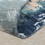 Coastal Strata – Hand Knotted Wool Rug in Blue/Tan Brown