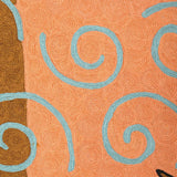 Sunlit Companions – Chain Stitch Embroidery Cotton Rug in Green/Peach