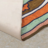 Whisker Voyage – Chain Stitch Embroidery Cotton Rug in Peach/Sky Blue