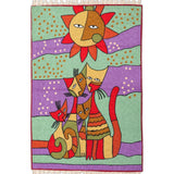 Garden Guardians – Chain Stitch Embroidery Cotton Rug in Pistachio Green/Purple