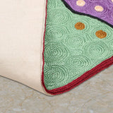 Garden Guardians – Chain Stitch Embroidery Cotton Rug in Pistachio Green/Purple
