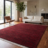 Night Garden – Hand Knotted Wool Rug in Maroon/Dark Green