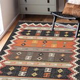 Urmi - Hand Woven Jute Rug In Black/Orange