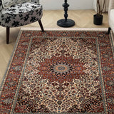 Zhaleh - Hand Knotted Silk Rug In Rust/Cream