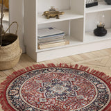 Kashani Saaj - Hand Knotted Wool Rug In Maroon/Navy Blue