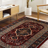 Rishaanah - Hand Knotted Wool Rug in Maroon/Blue