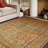 Nafisa - Hand Knotted Silk Rug In Peach/Sage Green