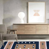 Raqs - Hand Woven Cotton Rug In Brown/Navy Blue